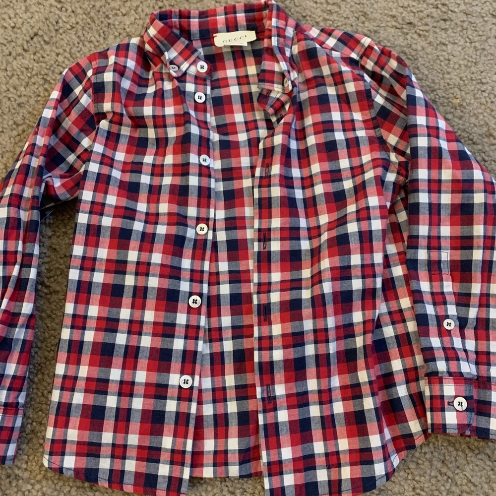 Boys Gucci Plaid Button Up